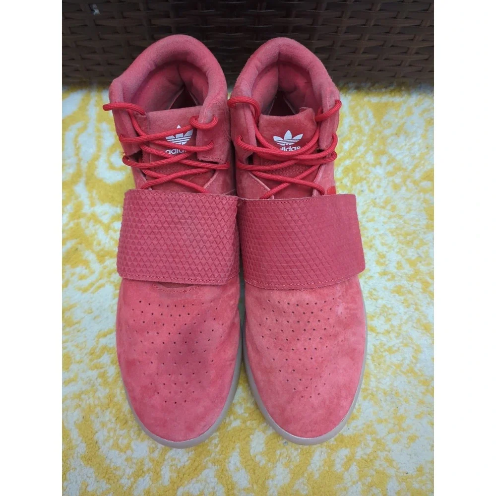 Adidas Originals Size 11.5 Tubular Invader Strap Red Mid Shoes Sneakers BB5039